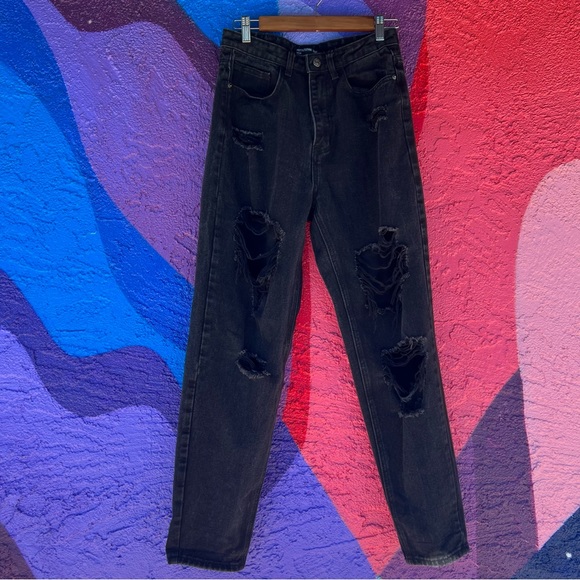 PrettyLittleThing Denim - PrettyLittleThing mom jeans denim black size 6